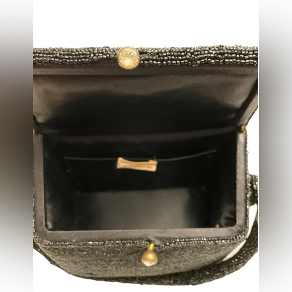 Vintage 1940’s Walborg Black Caviar Beaded Box Purse made in Belgium - Picture 7 of 9